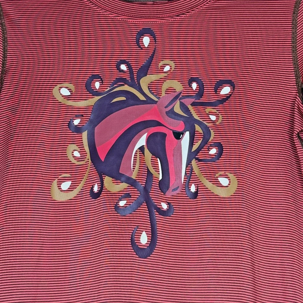 KERRITS Girls Equestrian Pullover Top Youth XL Orange Red Brown Horse Graphic‎